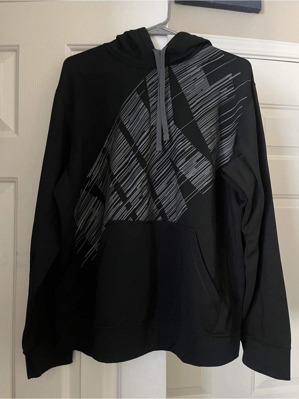 Nike Black Hoodie with Gray Diagonal Graphic